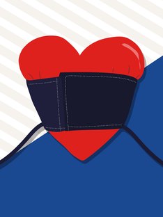 illustration of heart with blood pressure cuff