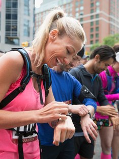 Group of people getting ready for a race after following a training schedule